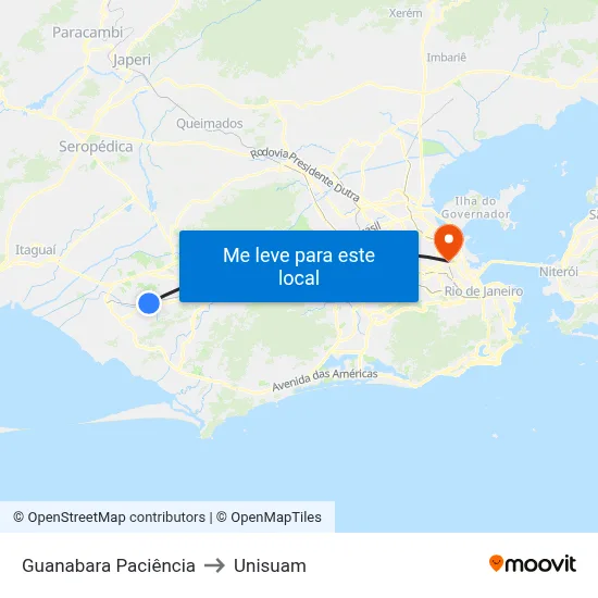 Guanabara Paciência to Unisuam map