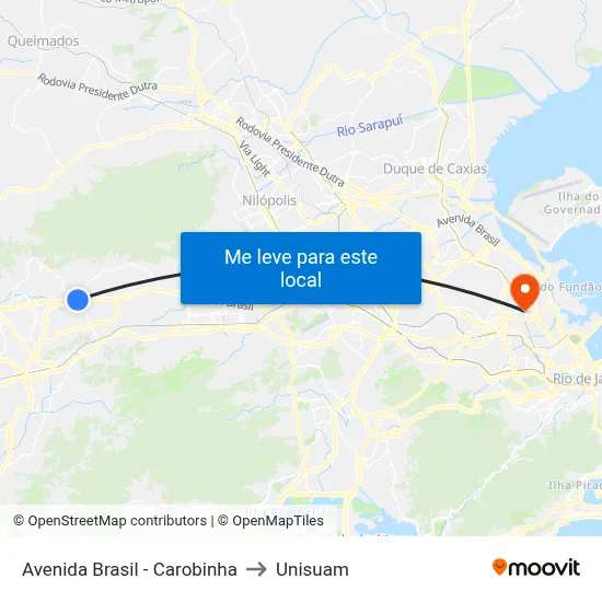 Avenida Brasil - Carobinha to Unisuam map