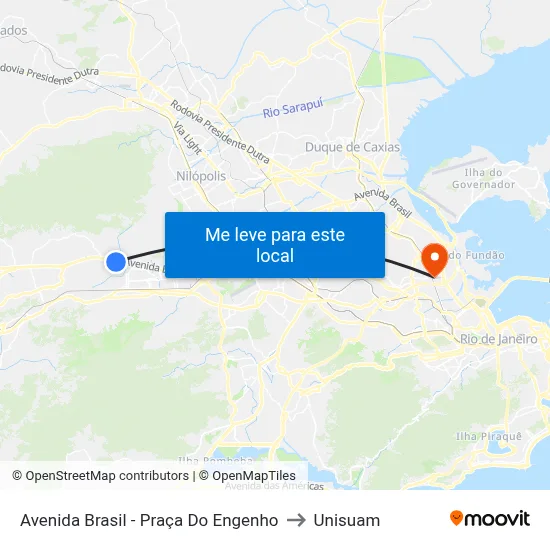 Avenida Brasil - Praça Do Engenho to Unisuam map