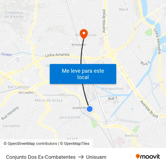 Conjunto Dos Ex-Combatentes to Unisuam map