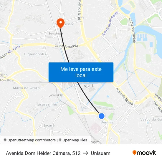 Avenida Dom Hélder Câmara, 512 to Unisuam map