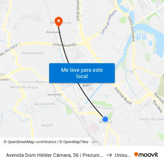 Avenida Dom Hélder Câmara, 56 | Prezunic Benfica to Unisuam map