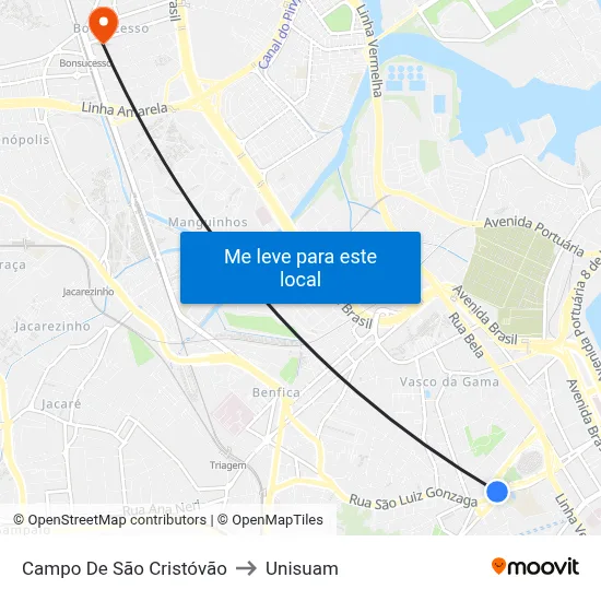 Campo De São Cristóvão to Unisuam map