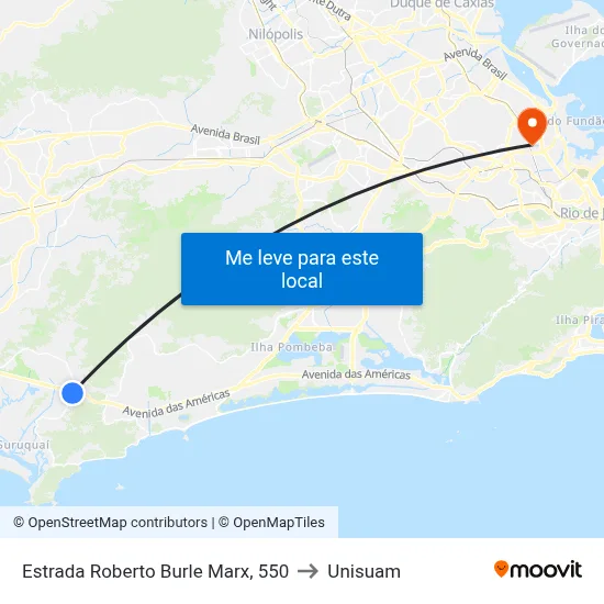 Estrada Roberto Burle Marx, 550 to Unisuam map