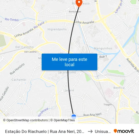 Estação Do Riachuelo | Rua Ana Neri, 2066 to Unisuam map