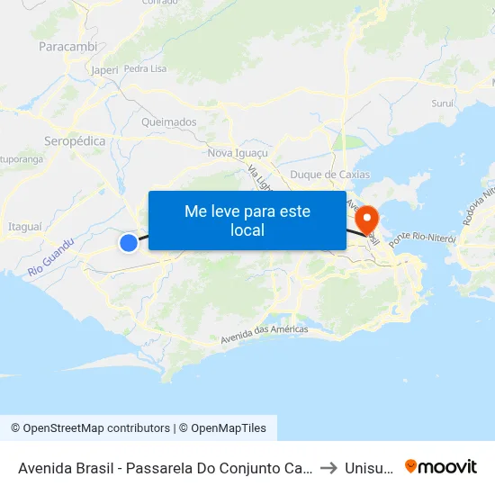 Avenida Brasil - Passarela Do Conjunto Campinho to Unisuam map