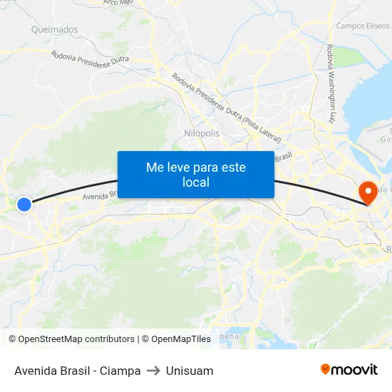 Avenida Brasil - Ciampa to Unisuam map