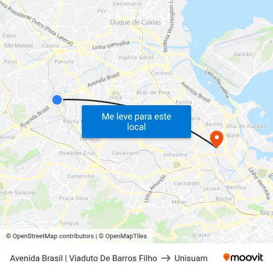 Avenida Brasil | Viaduto De Barros Filho to Unisuam map
