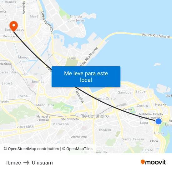 Ibmec to Unisuam map