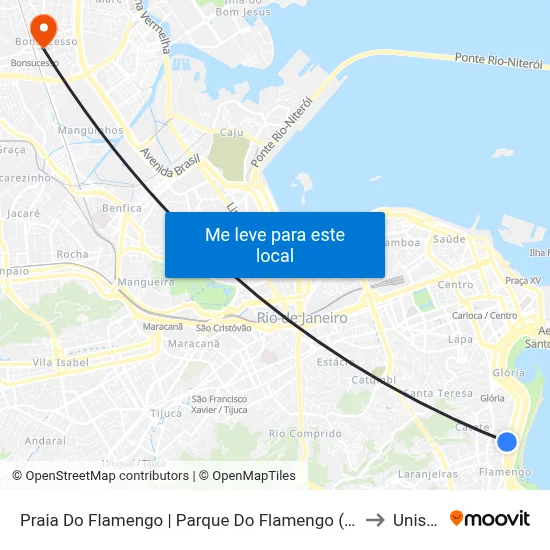 Praia Do Flamengo | Parque Do Flamengo (Sentido Botafogo) to Unisuam map