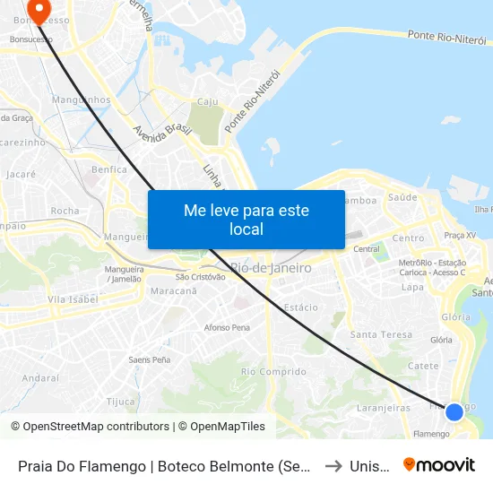 Praia Do Flamengo | Boteco Belmonte (Sentido Botafogo) to Unisuam map
