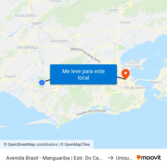 Avenida Brasil - Manguariba | Estr. Do Campinho to Unisuam map