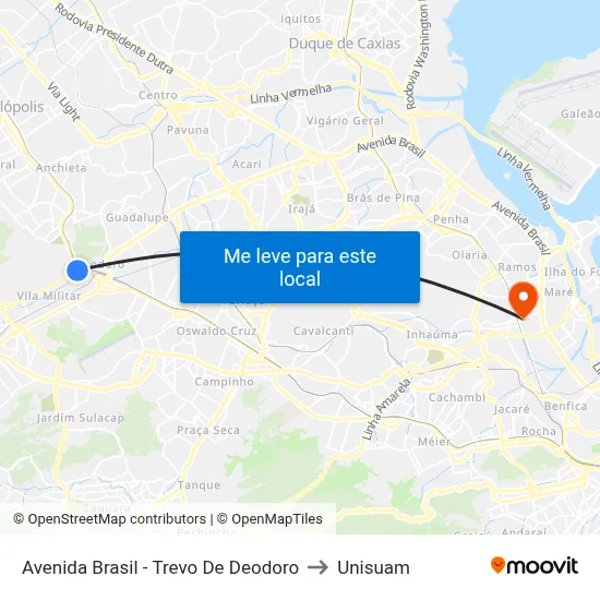 Avenida Brasil - Trevo De Deodoro to Unisuam map