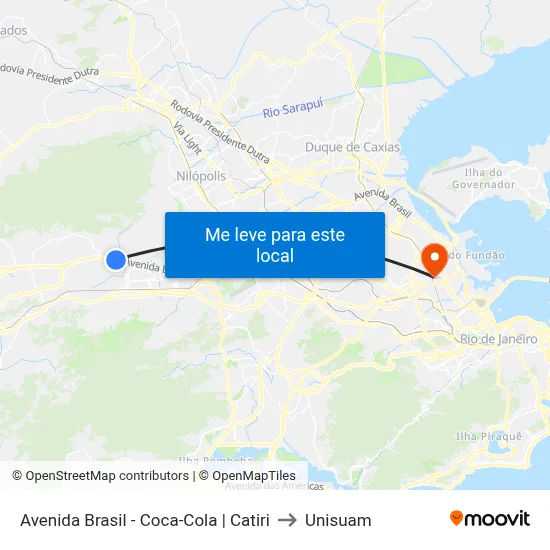 Avenida Brasil - Coca-Cola | Catiri to Unisuam map