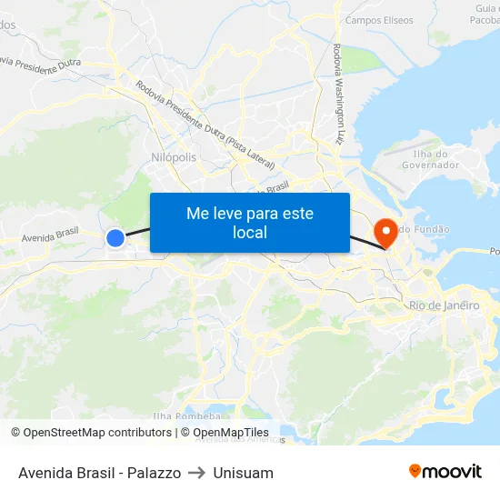 Avenida Brasil - Palazzo to Unisuam map