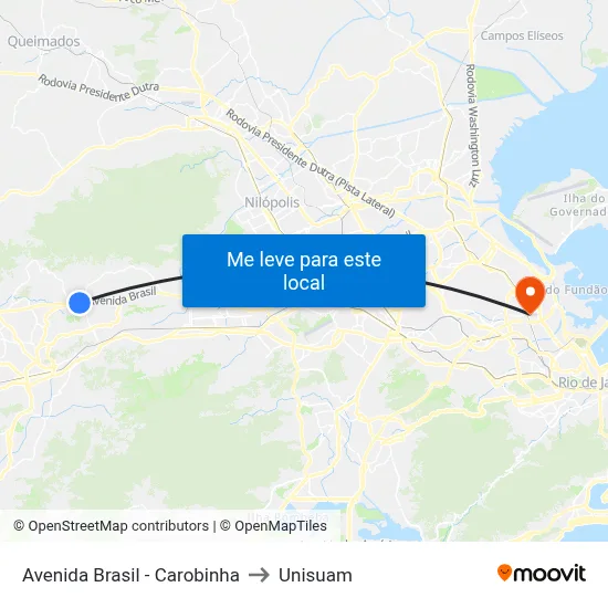 Avenida Brasil - Carobinha to Unisuam map