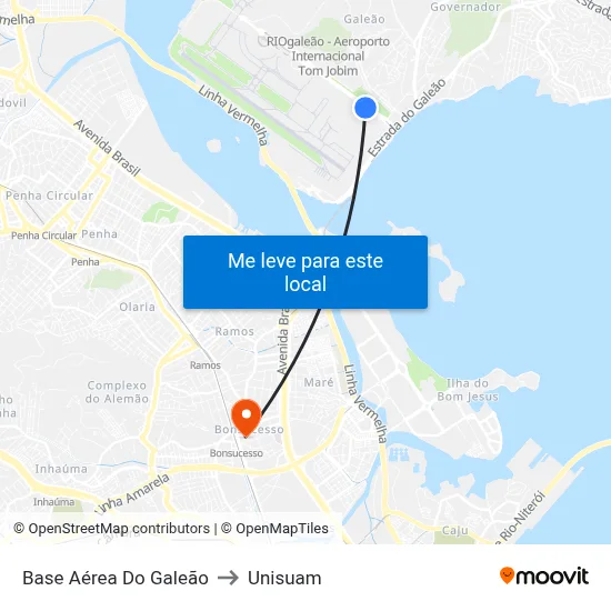 Base Aérea Do Galeão to Unisuam map