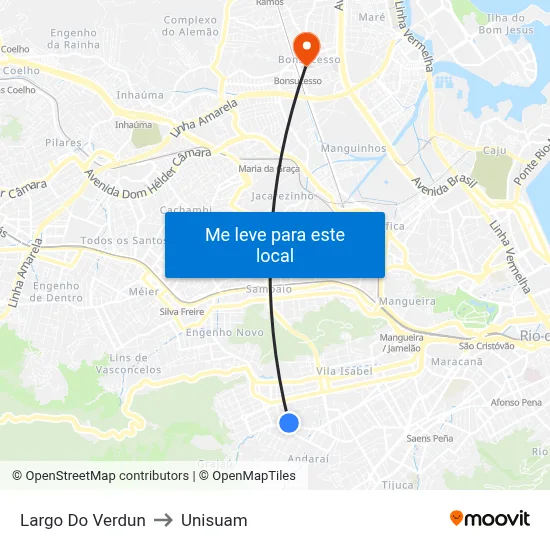 Largo Do Verdun to Unisuam map