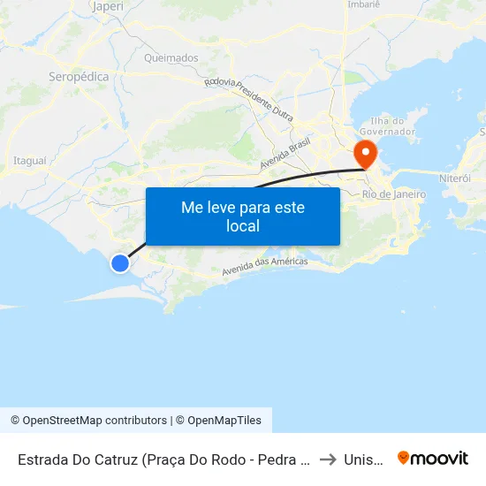 Estrada Do Catruz (Praça Do Rodo - Pedra De Guaratiba) to Unisuam map