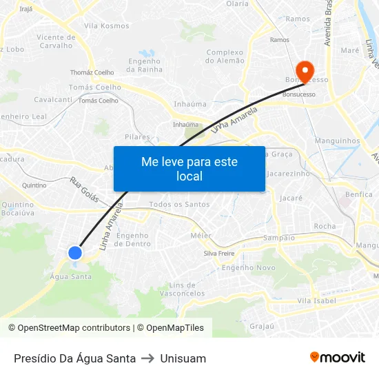 Presídio Da Água Santa to Unisuam map