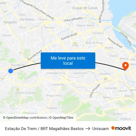 Estação De Trem / BRT Magalhães Bastos to Unisuam map