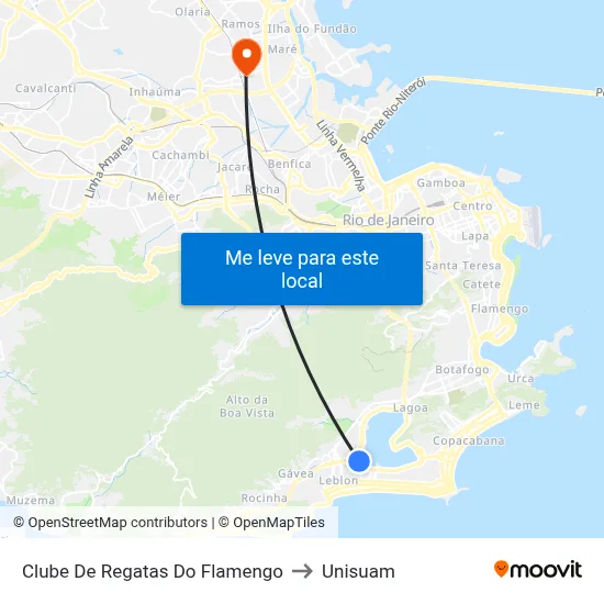Clube De Regatas Do Flamengo to Unisuam map