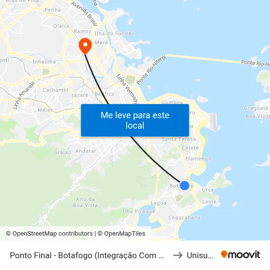 Ponto Final - Botafogo (Integração Com Metrô) to Unisuam map