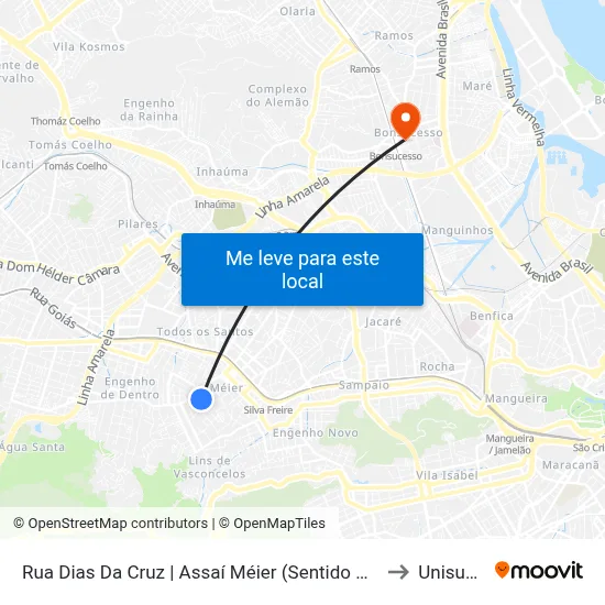 Rua Dias Da Cruz | Assaí Méier (Sentido Méier) to Unisuam map