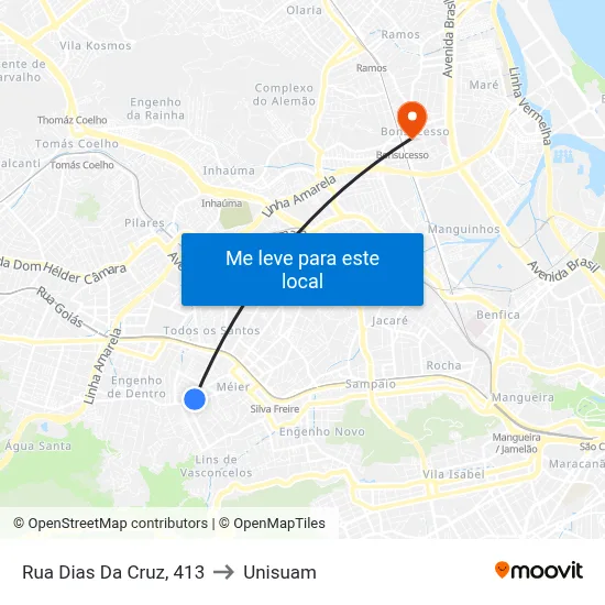 Rua Dias Da Cruz, 413 to Unisuam map