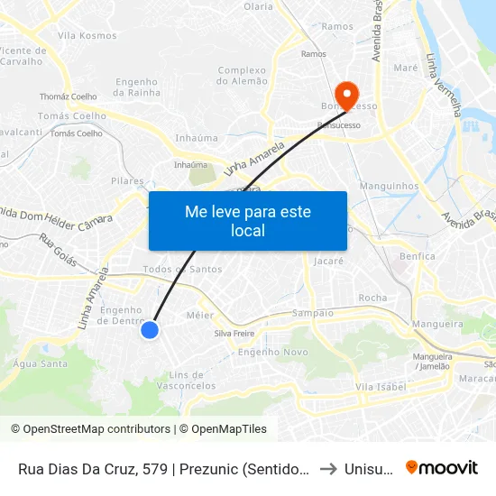 Rua Dias Da Cruz, 579 | Prezunic (Sentido Méier) to Unisuam map