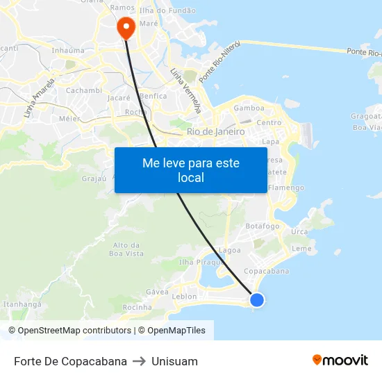 Forte De Copacabana to Unisuam map