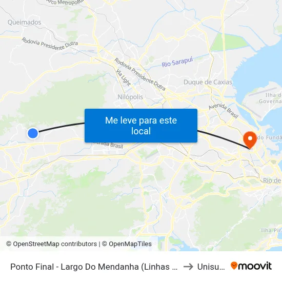 Ponto Final - Largo Do Mendanha (Linhas 765/812) to Unisuam map