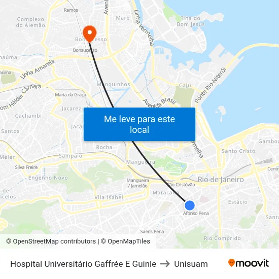 Hospital Universitário Gaffrée E Guinle to Unisuam map