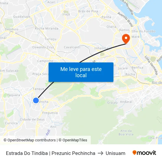 Estrada Do Tindiba | Prezunic Pechincha to Unisuam map