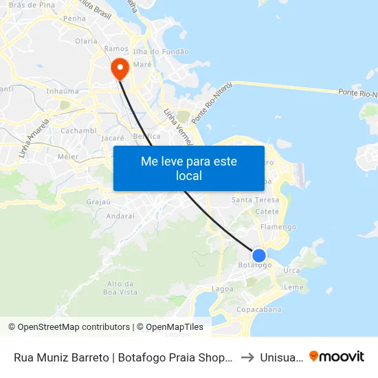Rua Muniz Barreto | Botafogo Praia Shopping to Unisuam map