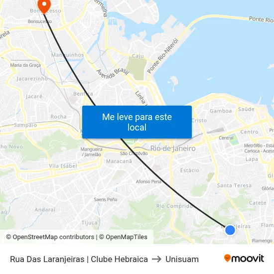Rua Das Laranjeiras | Clube Hebraica to Unisuam map
