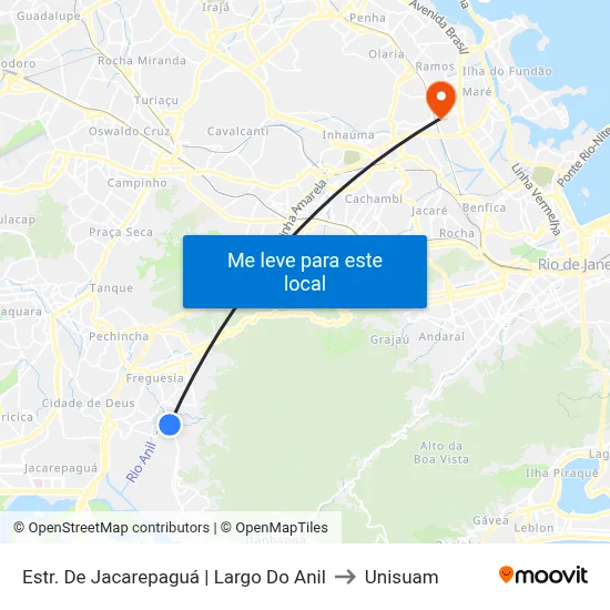 Estr. De Jacarepaguá | Largo Do Anil to Unisuam map