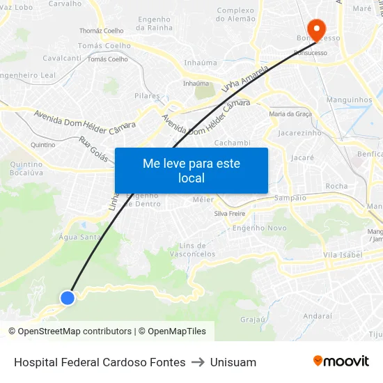 Hospital Federal Cardoso Fontes to Unisuam map
