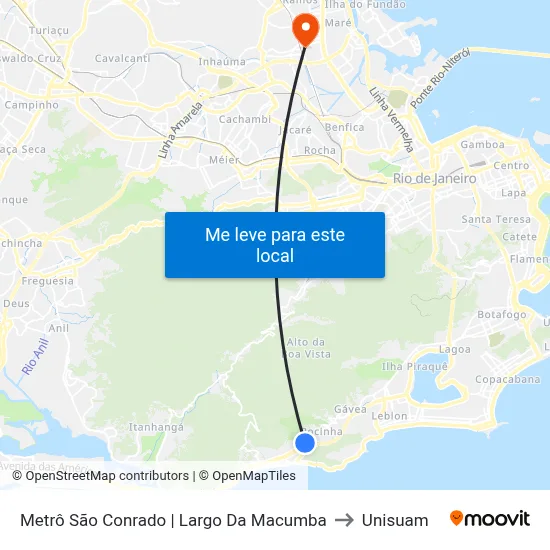 Metrô São Conrado | Largo Da Macumba to Unisuam map