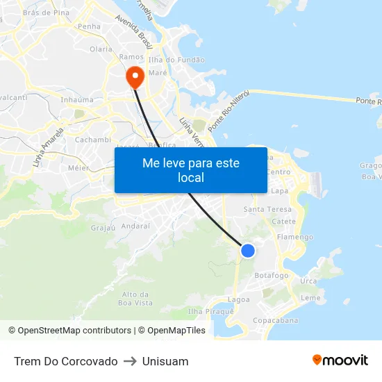 Trem Do Corcovado to Unisuam map