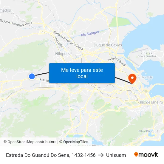 Estrada Do Guandú Do Sena, 1432-1456 to Unisuam map