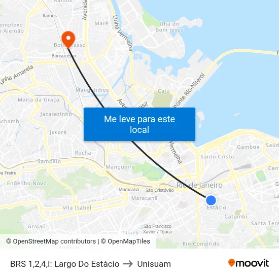 BRS 1,2,4,I: Largo Do Estácio to Unisuam map