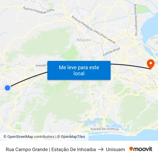 Rua Campo Grande | Estação De Inhoaíba to Unisuam map