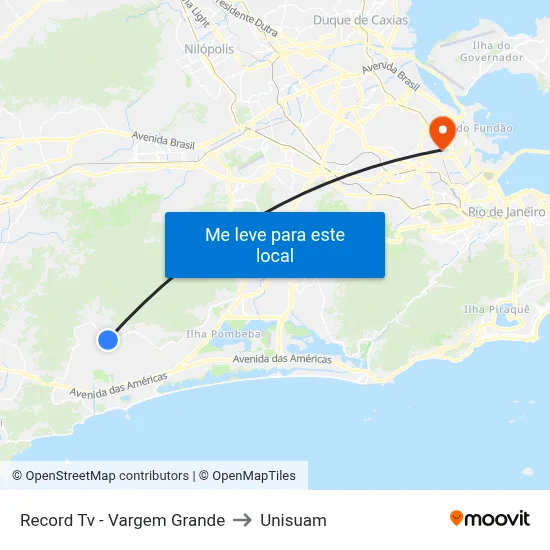 Record Tv - Vargem Grande to Unisuam map