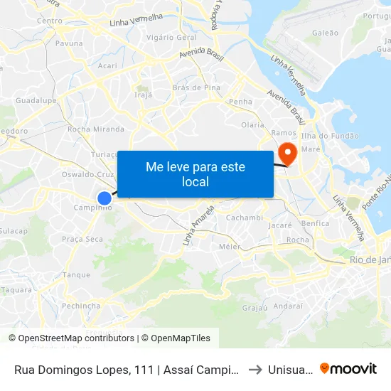 Rua Domingos Lopes, 111 | Assaí Campinho to Unisuam map
