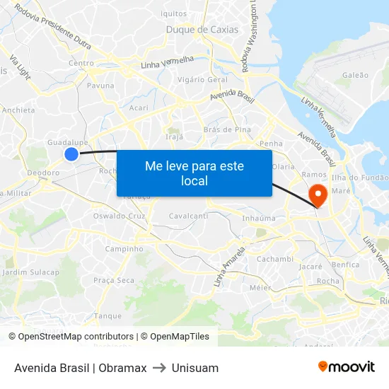 Avenida Brasil | Obramax to Unisuam map