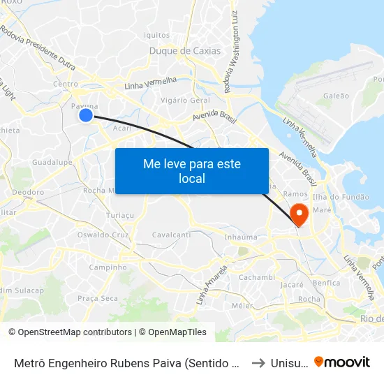 Metrô Engenheiro Rubens Paiva (Sentido Coelho Neto) to Unisuam map