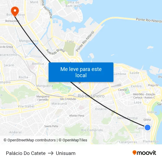 Palácio Do Catete to Unisuam map