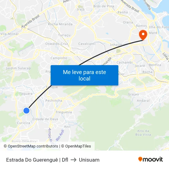 Estrada Do Guerenguê | Dfl to Unisuam map
