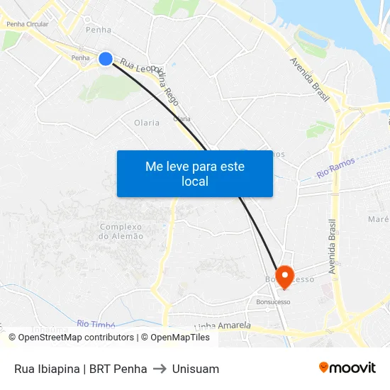 Rua Ibiapina | BRT Penha to Unisuam map